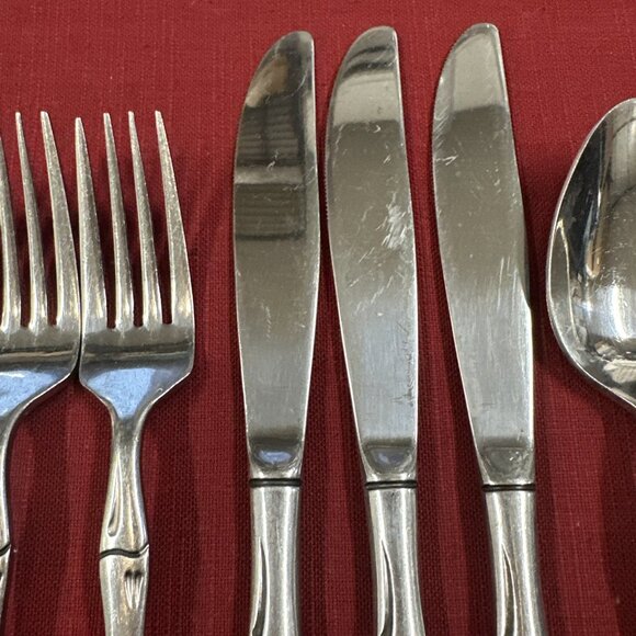 Lot of 12 Rogers Stainless Flatware Bamboo Style Pattern Korea Mid Century - Picture 15 of 16